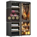 Free standing combination of 2 wine cabinets, a cheese and cured meat cabinet - Inclined bottle display ACI-CMB2671M