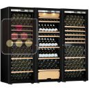 Combination of a 2 single temperature wine cabinet and a 3 temperatures multipurpose wine cabinet - Storage/sliding shelves - Full Glass door ACI-TRT811FM3