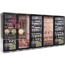 Combiné de 3 vitrines réfrigérées pour vins, 1 vitrine de conservation des fromages et 1 vitrine de maturation de viande  ACI-GEM751