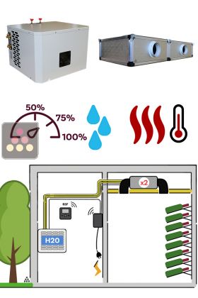 Climatiseur de cave 2900W - Évaporateur gainable - Condensation à eau - Froid, humidification et chauffage