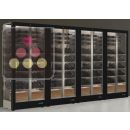 Combiné de 4 vitrines à vin professionnelles multi-usages - 3 cotés vitrés - Bouteilles horizontales/inclinées/debout - Habillage magnétique ACI-TCM1114M