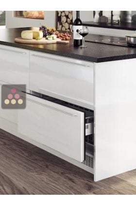 Réfrigérateur à tiroirs intégrable à façades habillables et personnalisables