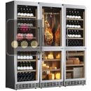 Built-in 6-temperature combination inox: 3 wine cellars for serving or storage, 1 cured meat cellar, 1 cheese cellar and 1 cigar cellar ACI-CFI3673PE