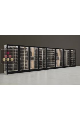 Combiné de 8 vitrines à vin multi-températures - Usage pro - 3 côtés vitrés - Habillage magnétique interchangeable