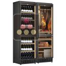 Built-in combination of 2 wine cabinets, a cigar and cured meat cabinet - Inclined bottle display ACI-CME2671ME