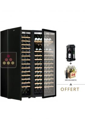 Combiné de 2 caves à vin Mono-Température de vieillissement ou de service - Equipement coulissant/présentation - Portes pleine et Full Glass