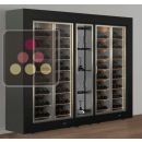Freestanding combination of 2 multi-temperature wine display cabinets and 1 non refrigerated unit for glasses or spirits- Inclined bottles - Flat frame ACI-HMDR37900