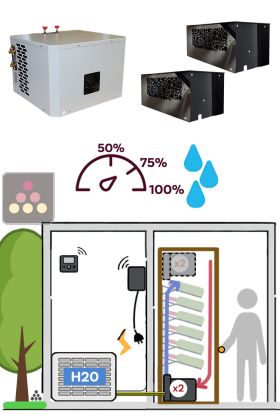 Climatiseur de cave 2100W - Evaporateur pour armoire - Condensateur à eau Froid et Humidification