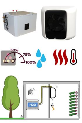 Climatiseur de cave à vin jusqu'à 30m3 - Évaporateur mural - Condensation à eau Froid, humidification et chauffage
