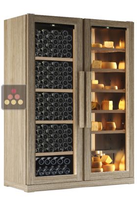 Combiné d'une cave à vin mono-température et d'une cave à fromage - Equipement stockage