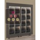 Built-in combination of two professional multi-temperature wine display cabinets - Standing bottles - Flat frame ACI-PAR27000VE