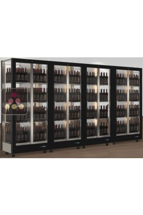 Combiné de 4 vitrines à vin professionnelles multi-usages - 4 cotés vitrés - Habillage magnétique interchangeable