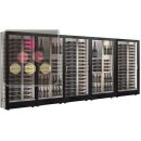 Combination of 5 professional multi-temperature wine display cabinets - 36cm deep - 3 glazed sides - Magnetic and interchangeable cover ACI-TMH56000M