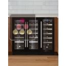 3-temperature built-in combination of 2 serving wine cellars - Black glass frames ACI-CHA621E