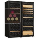 Combiné d'une cave à vin mono-température de vieillissement et d'une cave à vin 3 températures de service et de vieillissement - Equipement stockage/coulissant ACI-ART254