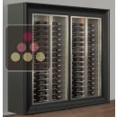 Combination of two professional multi-temperature wine display cabinets - Horizontal bottles - Curved frames ACI-PAR27001H