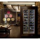 Vitrine à vin traversante 2 faces vitrées multi-températures pour installation centrale - Bouteilles inclinées - Cadre droit ACI-HMDR17001PI