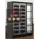 Combiné d'une vitrine à vin et d'un module non réfrigéré pour verrerie ou spiritueux traversant 2 faces vitrées - Installation centrale - Bouteilles inclinées - Cadre FIT ACI-HMDR26901PI