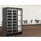 Combiné d'une vitrine à vin et d'un module non réfrigéré pour verrerie ou spiritueux traversant 2 faces vitrées - Installation centrale - Bouteilles inclinées - Cadre FIT