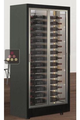 Vitrine à vin faible profondeur 1 face vitrée - Pose libre - Bouteilles horizontales - Cadre FIT