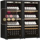 Combiné de 2 caves à vin mono-température de vieillissement ou de service - Equipement présentation - Porte Full Glass ACI-TRT24000P