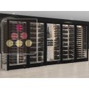 Combiné de 5 vitrines à vin multi-usages pour installation centrale - Usage pro - 4 cotés vitrés - Bouteilles horizontales/inclinées/mixte - Habillage magnétique interchangeable ACI-TMR56000MI