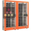 Combiné de 2 vitrines à vin multi-températures - Usage pro - P36cm - 3 côtés vitrés - Equipement mixte - Habillage magnétique interchangeable ACI-TMH26004M