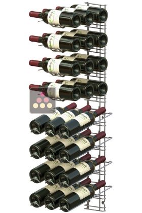 Support mural chromé pour 24 bouteilles de 75cl - Mixte bouteilles horizontales/inclinées - Modèle Exposition
