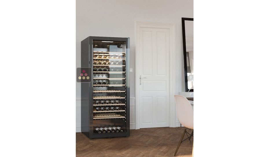 Cave à vin mono-température de service et de conservation connectée avec clayettes intelligentes