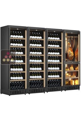Combiné encastrable de 3 caves à vin, d'une cave à fromages et à charcuteries