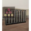 Combiné de 4 vitrines à vin multi-températures 2 faces vitrées pour installation centrale - Usage pro - Bouteilles inclinées - Cadre FIT ACI-PAR46000PI