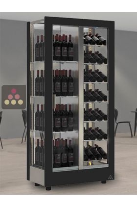 Vitrine à vin multi-températures - Usage professionnel - 4 côtés vitrés - Equipement mixte - Habillage interchangeable