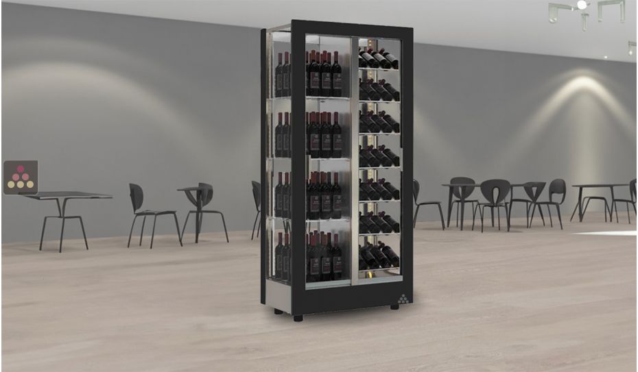 Vitrine à vin multi-températures - Usage professionnel - 4 côtés vitrés - Equipement mixte - Habillage interchangeable