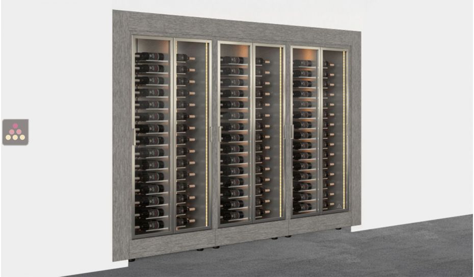 Combiné encastrable de 3 vitrines à vin multi-températures - Bouteilles horizontales - Cadre droit