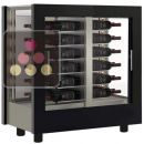 Vitrine à vin multi-températures - Usage pro - 3 côtés vitrés - Bouteilles horizontales - Habillage bois ACI-TCR12001H