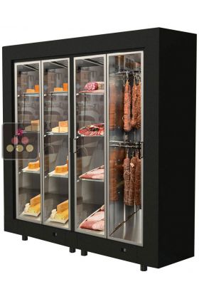 Combiné d'une cave à fromages et d'une cave à charcuterie modulaires, en pose libre