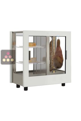 Vitrine réfrigérée de présentation pour charcuteries et fromages - 4 côtés vitrés - Habillage bois