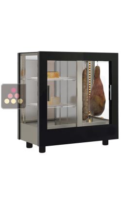 Vitrine réfrigérée de présentation pour charcuteries et fromages - 3 côtés vitrés - Habillage bois