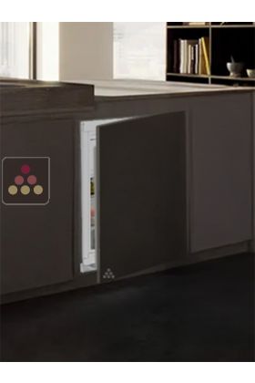 Mini combiné réfrigérateur et congélateur encastrable sous plan à panneau décoratif habillable 106 Litres