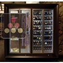 Combiné de 2 vitrines réfrigérées professionnelles pour vins, charcuteries et fromages - Installation centrale - Façades incurvées ACI-PAR27900PI