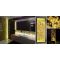 Panneau décoratif en verre de synthèse rétro-éclairé blanc chaud avec cadre epoxy blanc H1200*L2400 - Inclusions Pépites Or