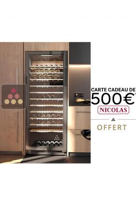 Cave à vin mono-température de service et de conservation enchassable connectée avec clayettes intelligentes
