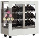 Vitrine à vin - Pro - 4 côtés vitrés - Habillage bois - Bouteilles inclinées  ACI-TCR12001PI