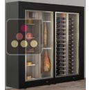 Freestanding combination of 2 professional refrigerated display cabinets for wine, cheese and cured meat - Flat frame ACI-PAR2100LFV