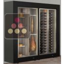 Freestanding combination of 2 professional refrigerated display cabinets for wine, cheese and cured meat - Flat frame ACI-PAR27900H