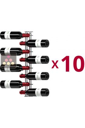 Lot de 10 supports muraux chromés de 8 bouteilles de 75cl
