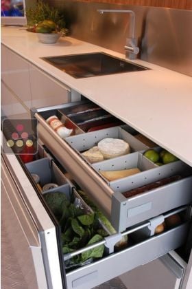 Réfrigérateur à tiroirs intégrable a façade habillable