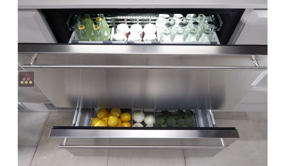 Réfrigérateur à tiroirs façade Inox
