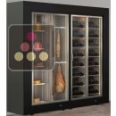 Freestanding combination of 2 professional refrigerated display cabinets for wine, cheese and cured meat - Flat frame ACI-PAR279000P