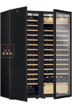 Combiné d'une cave à vin mono-température et d'une cave multi-usages 3 températures